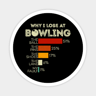 Why I lose at bowling funny Magnet